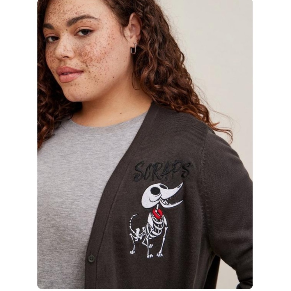 TORRID NWT Warner Bros Corpse Bride Cardigan Button Down Sweater. Halloween